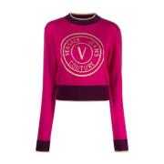 Versace Jeans Couture Logo Stickad Tröja Pink, Dam