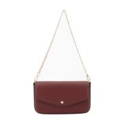 Pourchet Paris Bordeaux Clutch med Kedja Rem Red, Dam