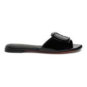 Santoni Lackläder Slide Sandal Black, Dam