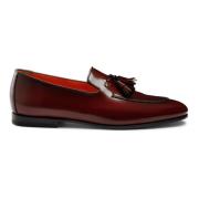 Santoni Läder Tassel Loafer Skor Red, Herr