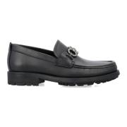 Salvatore Ferragamo Svart läderloafer med Gancini Black, Herr