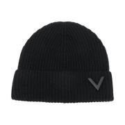 Valentino Garavani Svart VLogo Signature Beanie Mössa Black, Dam