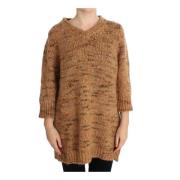 Pink Memories Oversize V-Neck Sweater Brun Ull Brown, Dam