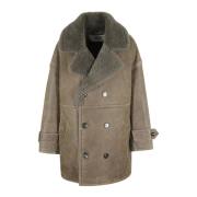 Ami Paris Varm Shearling Vinterrock Brown, Dam