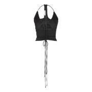 Christopher Esber Ruched Halter Top Black, Dam