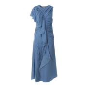 Ulla Johnson Elegant Draperad Maxiklänning Blue, Dam