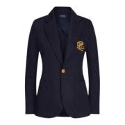 Polo Ralph Lauren Marinblå Double Knit Jacuard Blazer Blue, Dam