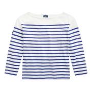 Polo Ralph Lauren Klassisk Randig Båthals T-shirt Topp Blue, Dam