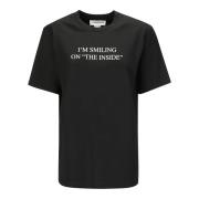 Victoria Beckham Front Phrase Kortärmad Rund Hals T-Shirt Black, Dam