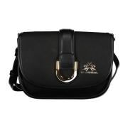 La Martina Black Polyurethane Handbag Black, Dam