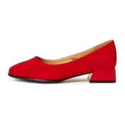 Cesare Gaspari Röda Block Heel Ballerinas Ingrid Red, Dam