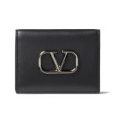 Valentino Garavani Svart Läder Bi-Fold Plånbok VLogo Black, Herr