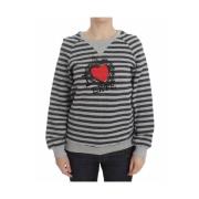 Exte Randig Crew-Neck Pullover med Logodetaljer Multicolor, Dam