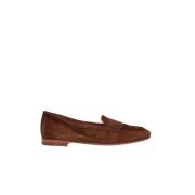 Santoni Klassisk Penny Loafer i Ljusbrunt Mocka Brown, Dam