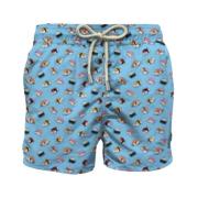 MC2 Saint Barth Mäns Strand Shorts Micro Mönster Multicolor, Herr