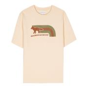 Maison Kitsuné Räv Motiv Beige Bomull T-shirt Beige, Herr