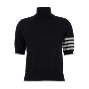 Thom Browne Svarta Tröjor Hög Hals 3Stripe Black, Dam