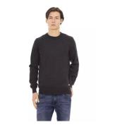 Baldinini Lyxig Monogram Crewneck Sweater Gray, Herr