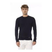 Baldinini Blå Crew Neck Modal Sweater Blue, Herr