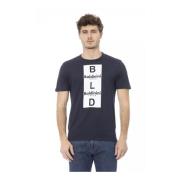 Baldinini Blå Bomull T-shirt med Fronttryck Blue, Herr