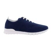 Kiton Blå Stickade Sneakers Snörning Gummi Sula Blue, Herr