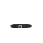 Fendi Reversible Canvas Leather Belt Black Black, Herr