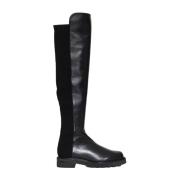 Stuart Weitzman Svarta Läder Ankelboots Black, Dam