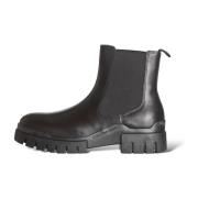 Calvin Klein Jeans Läder Ankelboots Trendig Stil Black, Herr