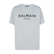 Balmain Logo Print Jersey T-Shirt Gray, Herr