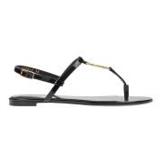 Saint Laurent Svart Flip Sandal Black, Dam