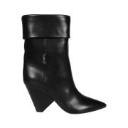 Saint Laurent Spetsig Tå Läder Ankelboots Black, Dam