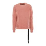 Rick Owens Sweatshirt med rund hals och ribbade detaljer Pink, Herr