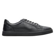 Estro Herr Svarta Lädersneakers för Sommaren Er00111366 Black, Herr