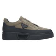 Estro Herr Slip-On Sneakers tillverkade av Äkta Grön Nubuck Er00113806...