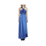Pinko Elegant Satinklänning med Torchon-detalj Blue, Dam
