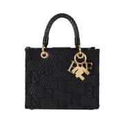 Elisabetta Franchi Elegant Jacquard Handväska med Charms Black, Dam