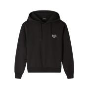 A.p.c. Svart Broderad Logga Hoodie Black, Herr