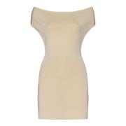 Jacquemus Gul Off-Shoulder Klänning Beige, Dam