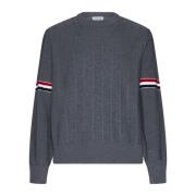 Thom Browne Randig Crew Neck Tröja Gray, Herr