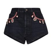 Alanui Svarta Denim Energy Shorts Black, Dam