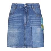 Marni Denimkjol med Virkad Applikation Blue, Dam