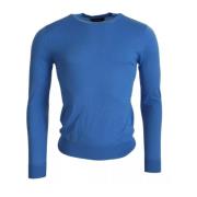 Dsquared2 Blå Ull Crewneck Pullover Sweater Blue, Herr