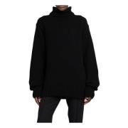 Helmut Lang Svart Ull Turtleneck Pullover Black, Dam