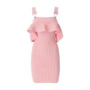 Moschino Rynkad Mini Klänning i Rosa Pink, Dam