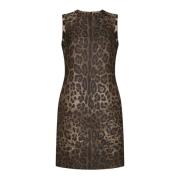 Dolce & Gabbana Leopard Jacquard Shift Klänning Multicolor, Dam