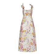 Zimmermann Harmony Tie Shoulder Midi Klänning Multicolor, Dam