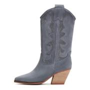 Cesare Gaspari Lyxiga Mocka Cowboy Boots - Grå Gray, Dam