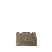 Tory Burch Chevron Liten Läder Väska - Grå Beige, Dam