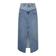 Co'Couture Denimcc Block Slitskjol Blå Blue, Dam