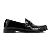 Saint Laurent Svart Borstad Läder Loafer Skor Black, Herr